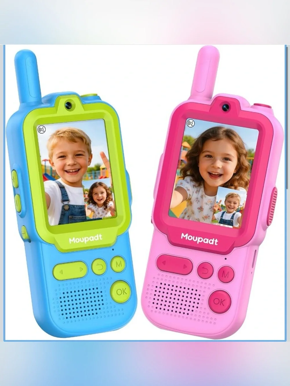 Kids Walkie Talkie 2.4” screen with 5 voice changers two way radio